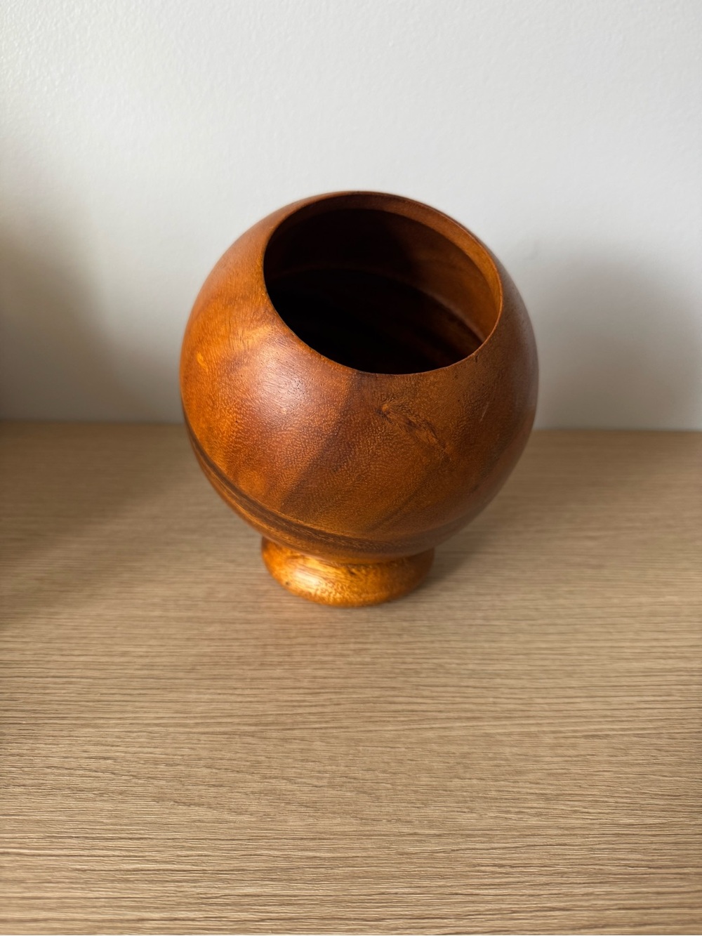 Handcrafted Brown Wooden Globe Dish - Home Accents